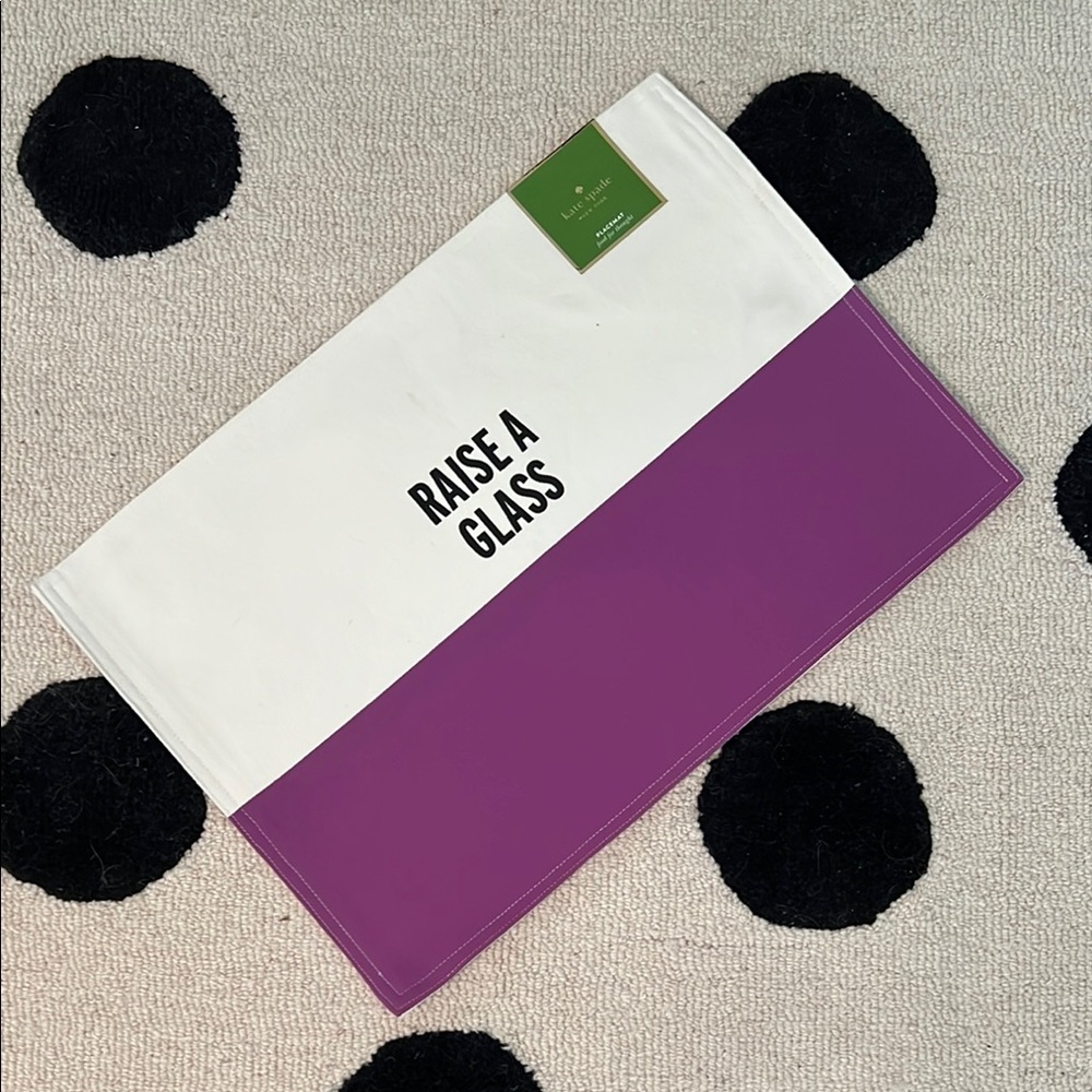 NWT Kate Spade Purple and Off White 'Raise a Glass' Placemat - 1